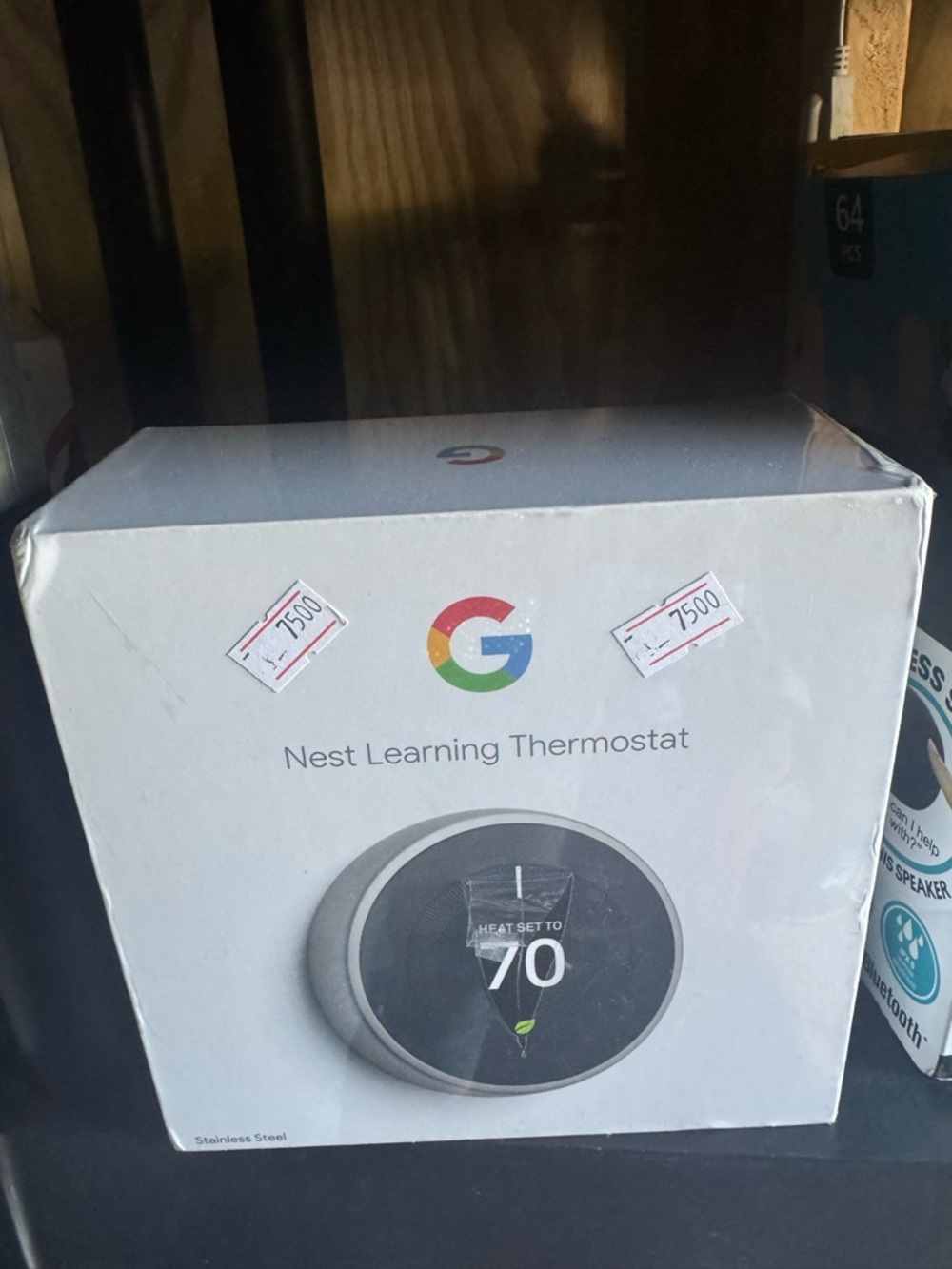Google White Smart Thermostat Box with Color Logo
